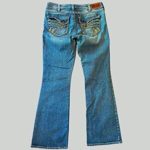 Silver Jeans Suki Surplus Bootcut Embroidered Flap Back Pockets Size 31x30